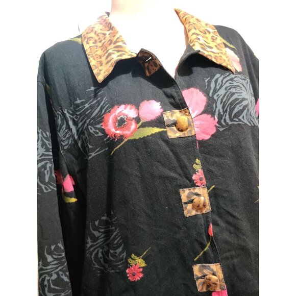 Great Cavalier XL Womens Jacket Vintage Floral Leopard Print Y2K 90s Maximalist - Picture 11 of 12